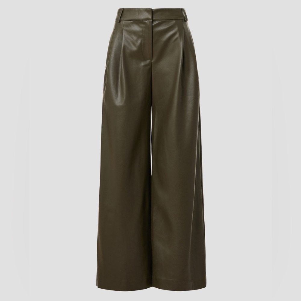 Saunders x RTR Olive Faux Leather Pants, 8